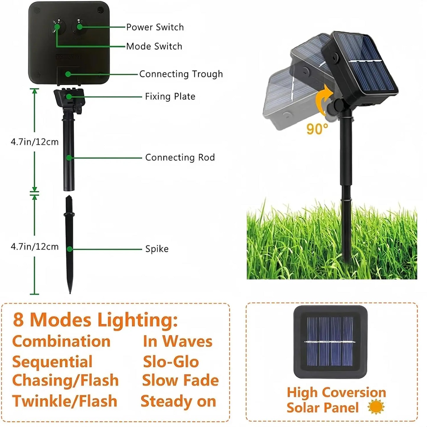 LED Solar String Lights 300LED 8 Modes Solar Powered Xmas Outdoor Lights Waterproof Starry Christmas Fairy Lights